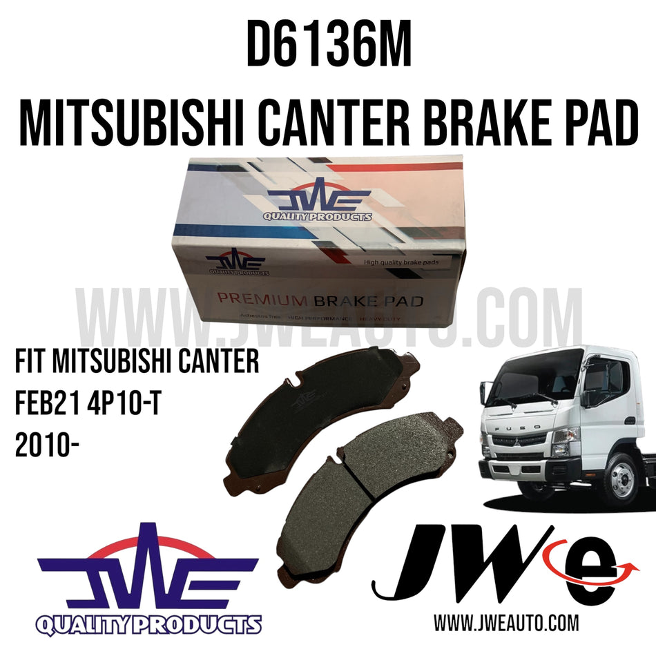 D6136 BRAKE PAD SET (JWE)

FIT MITSUBISHI FUSO CANTER