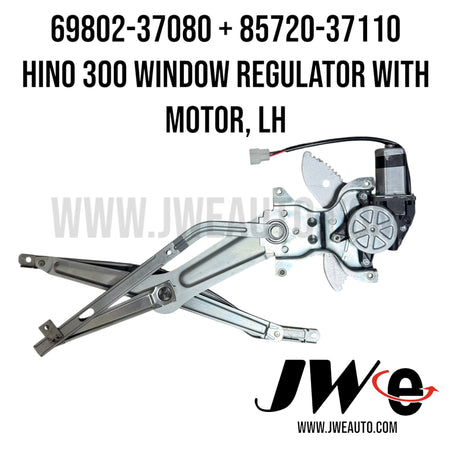 69802-37080 + 85720-37110 HINO 300 WINDOW REGULATOR WITH MOTOR SET, LEFT SIDE